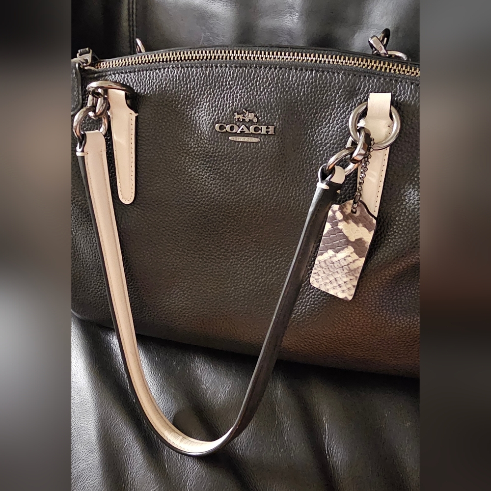Coach F57507 Christie Carryall Shoulder Bag Python Snake Exotic Black Purse EUC - Picture 9 of 16